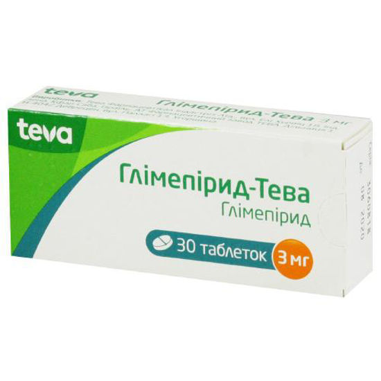 Глімепирид-Тева таблетки 3 мг №30